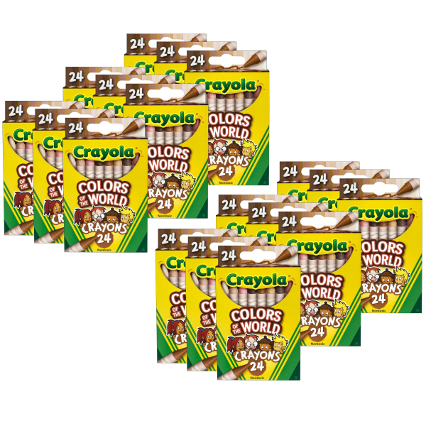 Crayola Colors Of The World Crayons, Assorted Colors, 24 Crayons Per Pack, Set Of 12 Packs