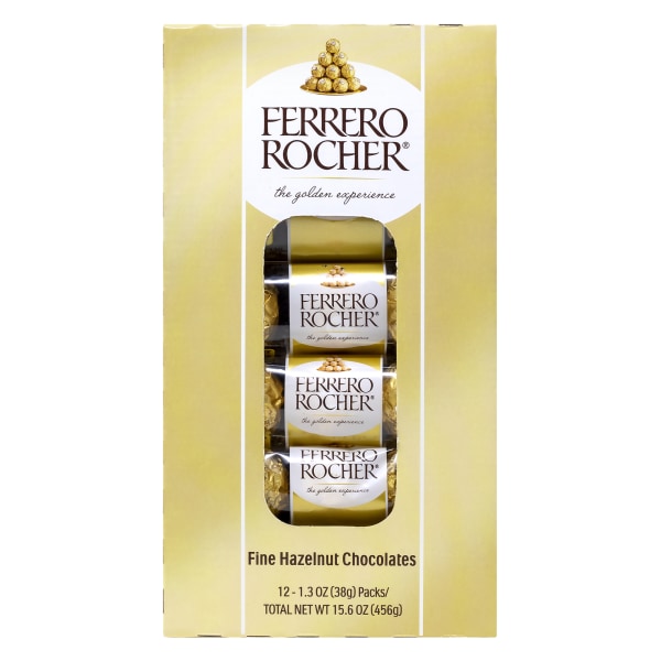 Ferrero Rocher Fine Hazelnut Chocolates 13 Oz Pack Of 12 Chocolates