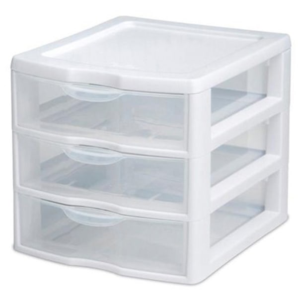 Sterilite Small 3 Drawer Desktop Unit  Plastic  White - Pack Of 5 