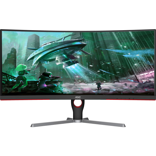 AOC - 30" LCD Ultra Wide Curved Monitor - Black/Red