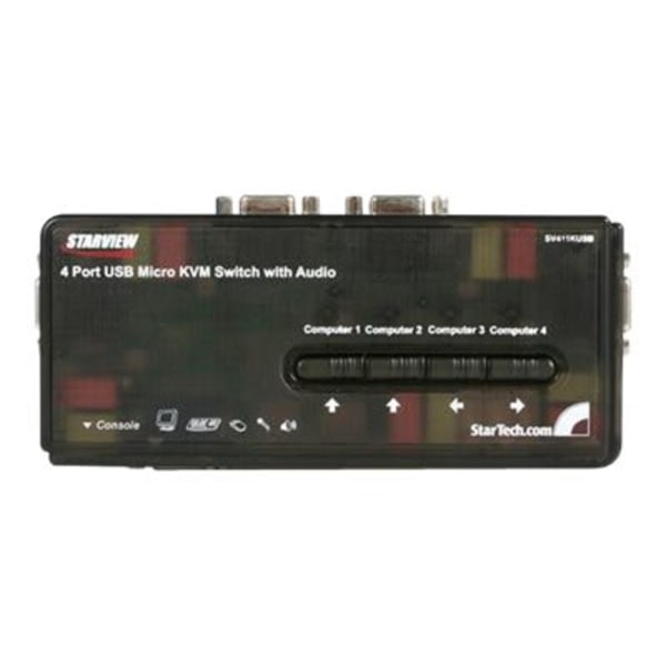 StarTechcom 4 Port Black USB KVM Switch Kit with Cables and Audio