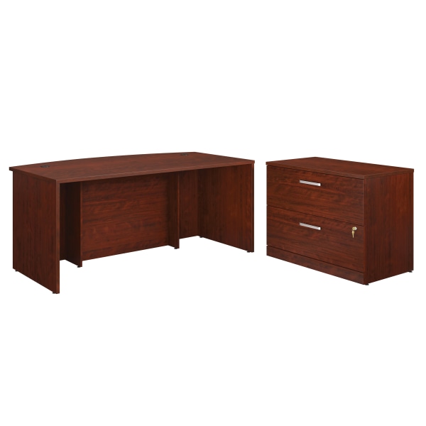 Sauder® Affirm Collection 72""W Executive Bowfront Desk With 2-Drawer Lateral File, Classic Cherry -  430225