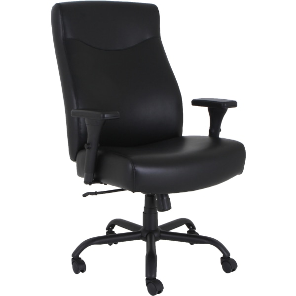 Lorell® Big & Tall Bonded Leather High-Back Executive Chair, Black