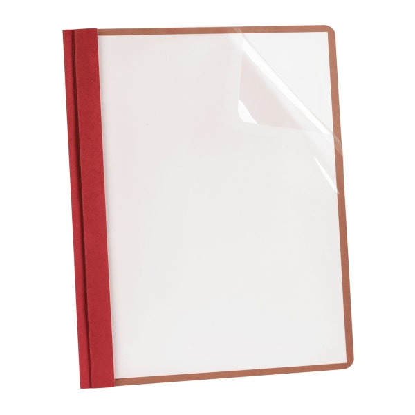 Earthwise� By Oxford� Clear Front Report Covers With 3-Prong Fasteners, Red, Box Of 25