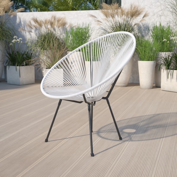 Photos - Chair Flash Furniture Valencia Oval Comfort Series Take Ten Papasan Lounge , White/Black TLH094WHITE 