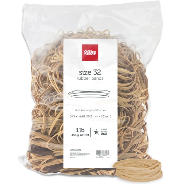 Office Depot Brand Rubber Bands 32 3 x 18 Crepe 1Lb Bag