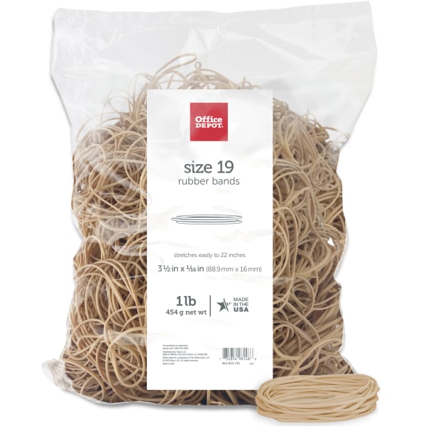 Office Depot Brand Rubber Bands 19 3 12 x 116 Crepe 1Lb Bag