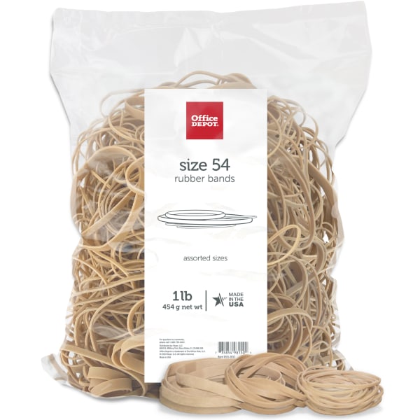 Office Depot Brand Rubber Bands 54 Assorted Sizes Crepe 1Lb Bag