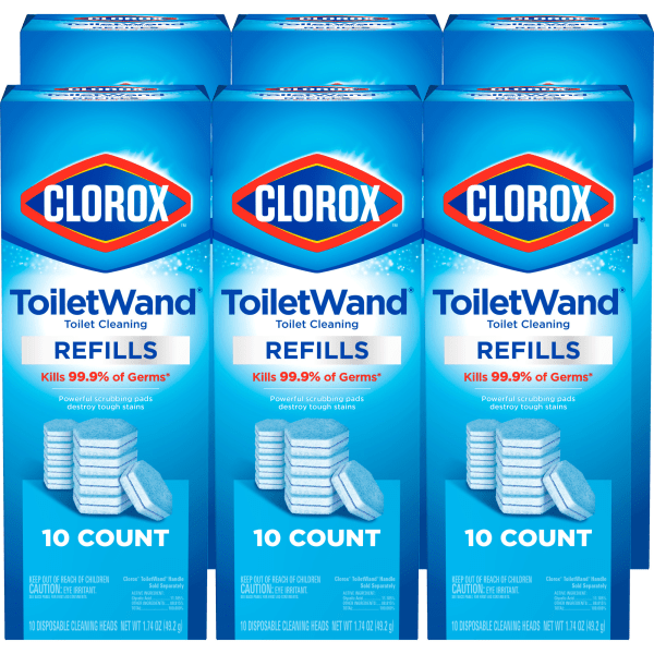 Clorox ToiletWand Toilet Cleaning Refills Disinfecting Scrubbing Pads 10 Count Pack of 6 Clorox ToiletWand Toilet Cleaning Refills Disinfecting Scrubbing Pads 10 Count Pack of 6