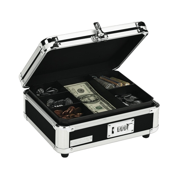 Vaultz Cash Box, 6 Compartments, Black (VZ01002)