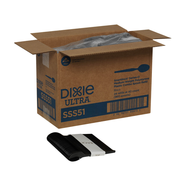 Dixie SmartStock Plastic Cutlery Refill Spoons Black 40/Pack 24 Packs/Carton SSS51