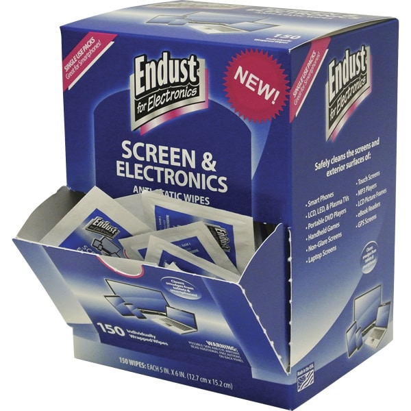 Endust Screen/Electronics Clean Wipes - For Smartphone, Handheld Device, Notebook, LCD, GPS Navigation System, Display Screen - Anti-static, Alcohol-f