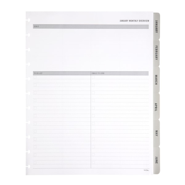 TUL Discbound Monthly Planner Refill With 12 Tab Dividers, Letter Size, Gray, January To December 2023 - TULMTHDVR-LT-RY23 - Office Supplies Augment your note-taking system by keeping track o sku TULMTHDVR-LT-RY23