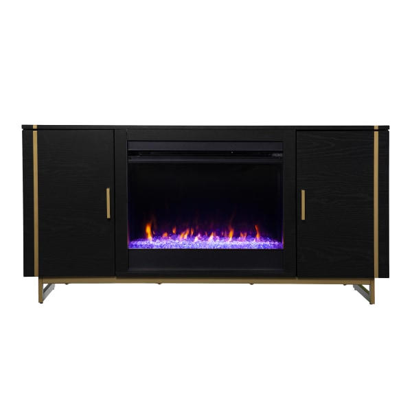 Southern Enterprises Biddenham Color-Changing Fireplace, 26-1/2""H x 54""W x 17""D, Black/Gold -  FC1138056