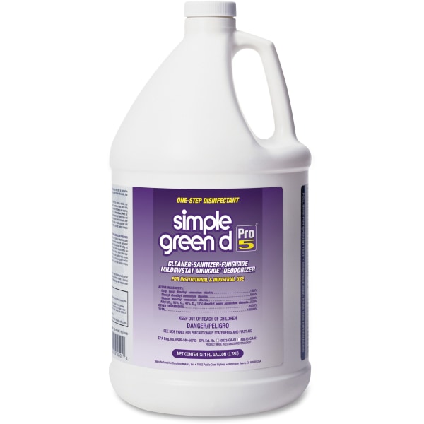 Simple Green D Pro 5 One Step Disinfectant Concentrate Liquid 128 Fl Oz (4 Quart) 4 / Carton Clear