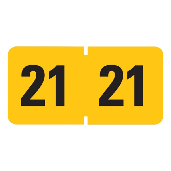 Year 2021 End Tab Folder Labels 1.5 x 0.75  Yellow/Black  500 Labels/Roll