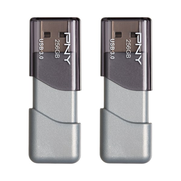 PNY Turbo Attach&eacute; 3 USB 30 Flash Drives 256GB Silver Pack Of 2 Flash Drives
