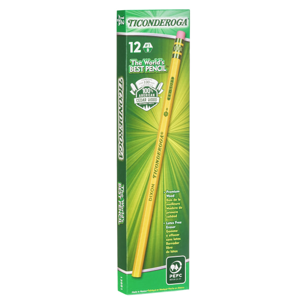 UPC 072067138811 product image for Ticonderoga® Wood Case #1 Pencils, B Extra-Soft Lead, Yellow Barrel, Box Of 12 | upcitemdb.com