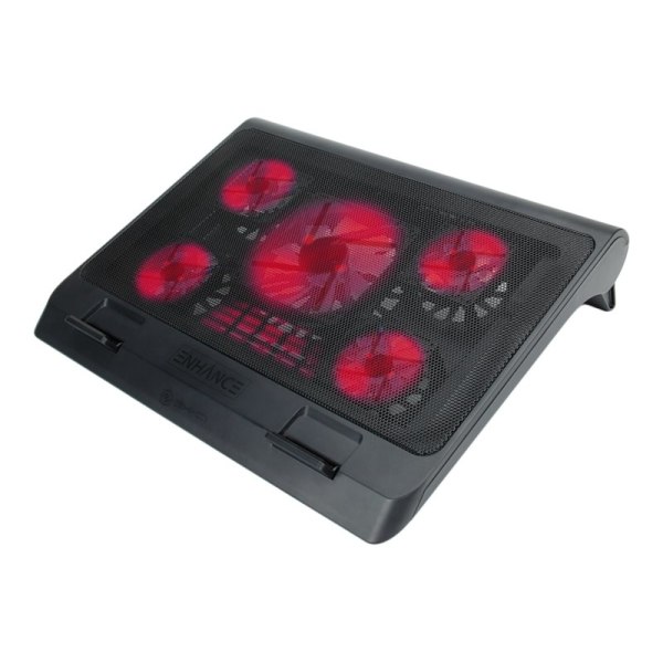 Enhance XL Gaming Laptop Cooler Pad with 5 Oversized LED Fans, 2 USB Ports, Black (ENGXC10100RDEW)