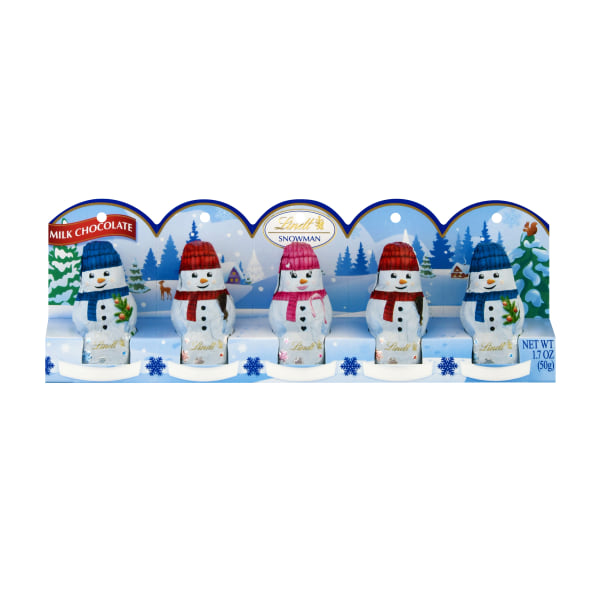 Lindt Holiday Mini Milk Chocolate Snowmen, 1.7 Oz, Pack Of 5 Snowmen