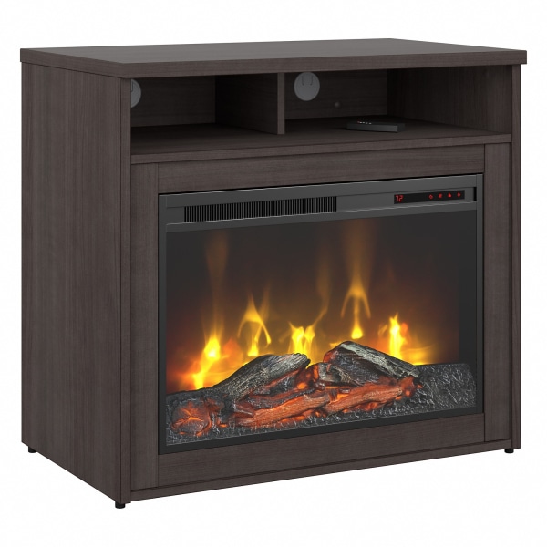 Bush® Business Furniture Jamestown 32""W Electric Fireplace With Shelf, Storm Gray, Standard Delivery -  Bush Business Furniture, JTS132SGFR-Z1