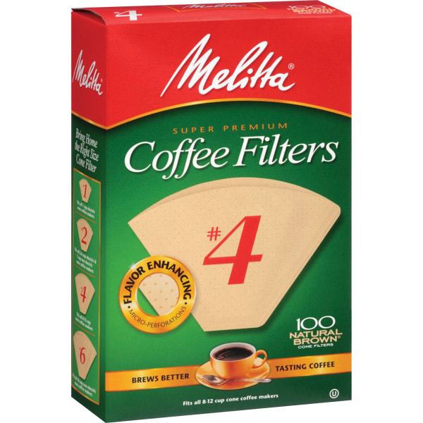 Melitta Natural Brown #4 Coffee Filter 100ct 6 pack 