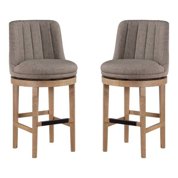 OSP Home Furnishings - Rowan 2-Pack Swivel Barstool - Cement/Medium Oak