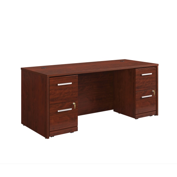 Sauder® Affirm Collection 72""W Executive Desk With Two 2-Drawer Mobile Pedestal Files, Classic Cherry -  430209