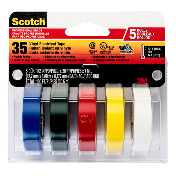 UPC 051131590731 product image for Scotch Professional Grade Quality Electrical Tape, 5 Tape Rolls, 0.5 in x 6.67 f | upcitemdb.com