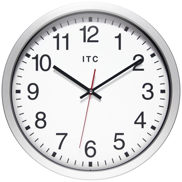 Infinity Instruments Obsidian ITC Wall Clock, 14"Dia. (12830SV-830)