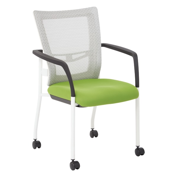 Office Star ProGrid Mesh Mid-Back Visitors Chair, White/Green - 8840W-6 - Furniture Upgrade your reception area seating with the Offic sku 8840W-6