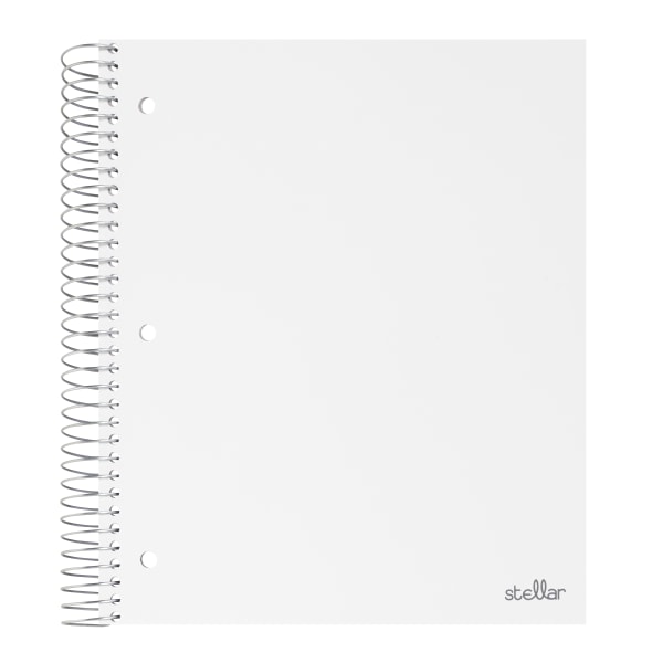 Brand Stellar Poly Notebook, 8-1/2" x 11", 5 Subject, College Ruled, 200 Sheets, White 4 units 