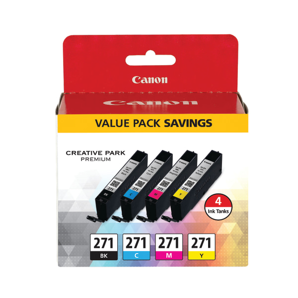 Canon CLI-271 Black/Cyan/Magenta/Yellow Ink Tanks (0390C005), Pack Of 4 CNM0390C005