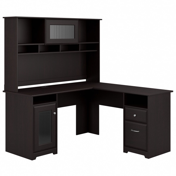 Bush Furniture Cabot L Shaped Desk With Hutch, Espresso Oak, Standard Delivery -  CAB001EPO