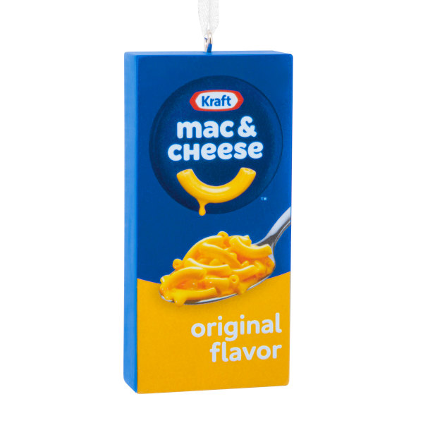 Hallmark Resin Christmas Ornament, 3-1/4" x 1-1/2" x 1/2", Kraft Mac & Cheese Box
