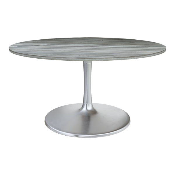 Zuo Modern Star City Marble And Aluminum Round Dining Table, 30-1/4""H x 59-1/8""W x 59-1/8""D, Gray/Silver -  109452