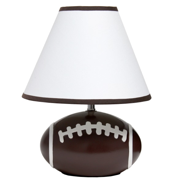 SportsLite 11.5  Tall Athletic Sports Football Base Ceramic Bedside Table Desk Lamp with White Empire Fabric Shade with