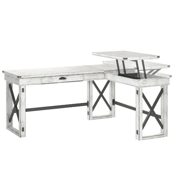 Ameriwood™ Home Wildwood 68""W L-Shaped Computer Desk With Lift Top, Distressed Whitewash -  Ameriwood Home, 9552296COM