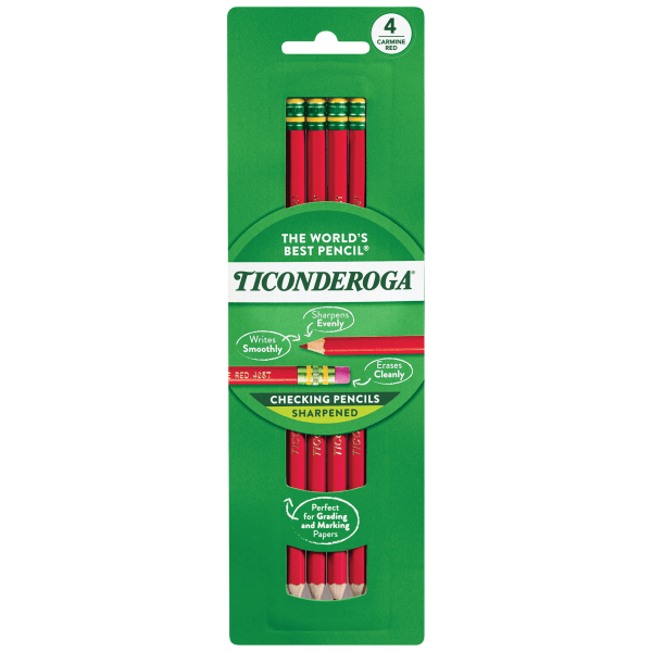 UPC 072067142597 product image for Ticonderoga® Erasable Checking Pencils, Presharpened, Carmine Red, Pack Of 12 | upcitemdb.com