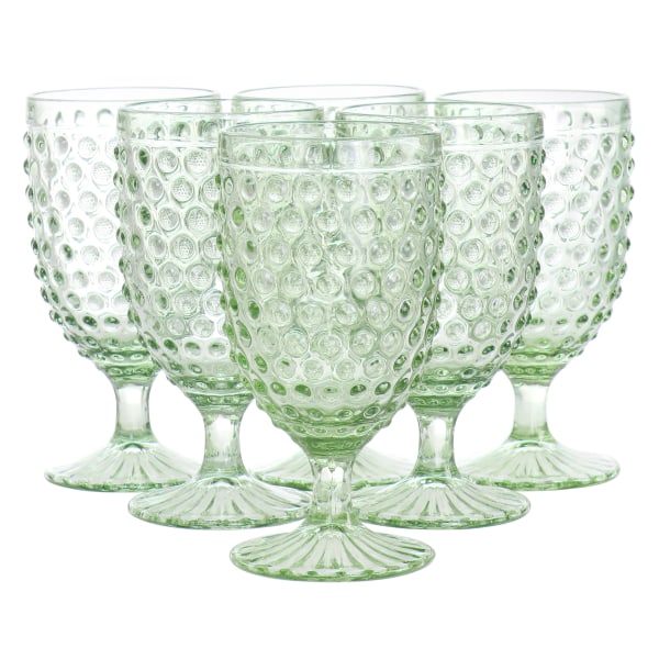 Photos - Glass Martha Stewart Hobnail Goblet 6-Piece Drinkware Set, 14.2 Oz, Green 995116868M 