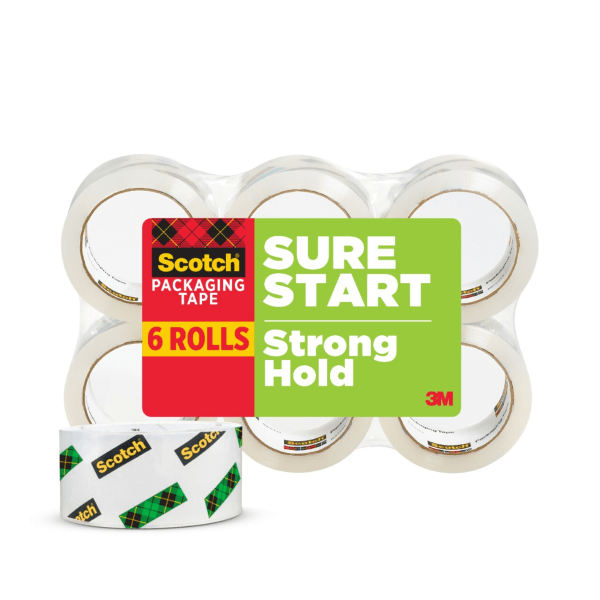 Scotch® Sure Start Shipping Tape, 1 7/8" x 43.7 Yd., Pack Of 6