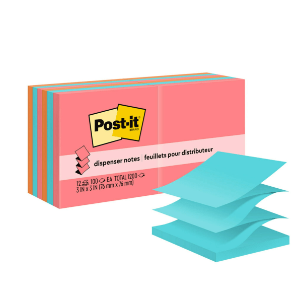 Photos - Self-Stick Notes Post-it Pop Up Notes, 12 Pads, 3 in x 3 in, Clean Removal, School Supplies 