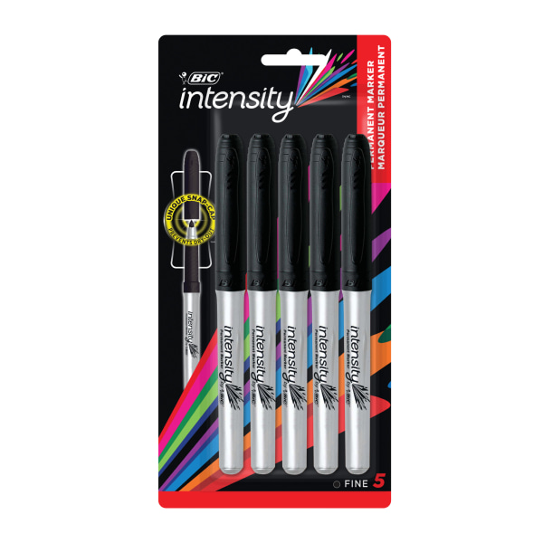UPC 070330316393 product image for BIC Intensity Permanent Markers, Fine Point, Black Ink, Pack of 5 | upcitemdb.com