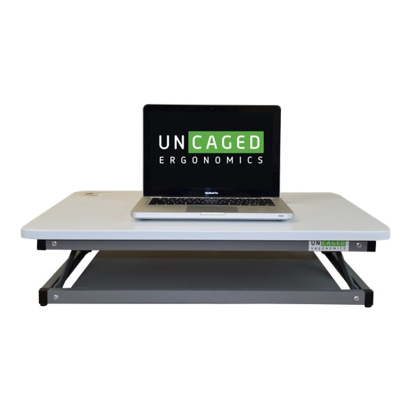 Uncaged Ergonomics CHANGEdesk 27.5W Mini Desktop Standing Desk Converter, White (CDMM-W) | Quill