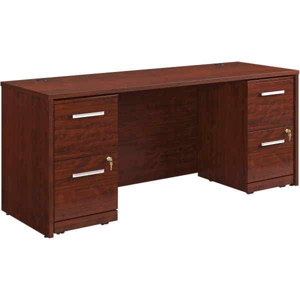 Sauder® Affirm Collection 72""W Executive Desk With Two 2-Drawer Mobile Pedestal Files, Classic Cherry -  430201