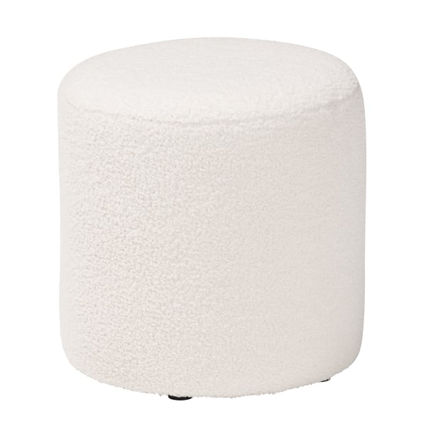 Baxton Studio Tori Modern Boucle Upholstered Ottoman, 13-13/16"H x 13-13/16"W x 13-13/16"D, Ivory