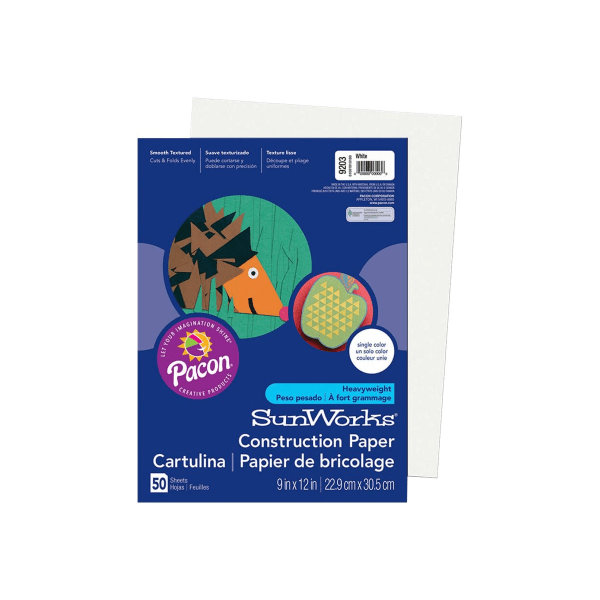 Prang® Construction Paper, 9" x 12", White, Pack Of 50, 9203