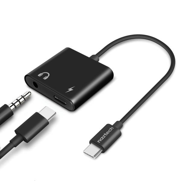 UPC 633755151637 product image for Naztech USB-C to 3.5 mm Audio Plus Charge Adapter, Black, 15163 | upcitemdb.com