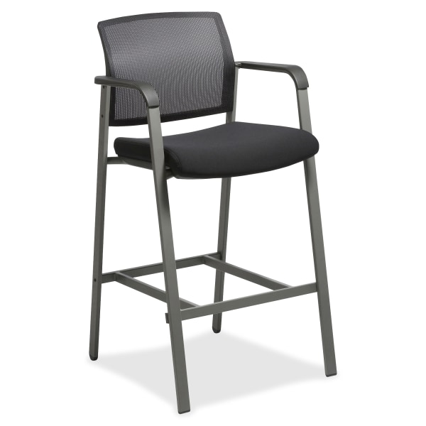 Lorell Contemporary Fabric Full Back Industrial/Shop Stool, Black/Gray (LLR30954) | Quill