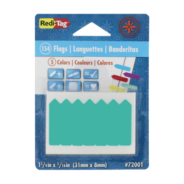 Redi Tag Mini Arrows Removable Tags 154 0.31" X 1.25" Arrow Yellow, Red, Blue, Mint, Purple Writable, Removable 154 / Pack